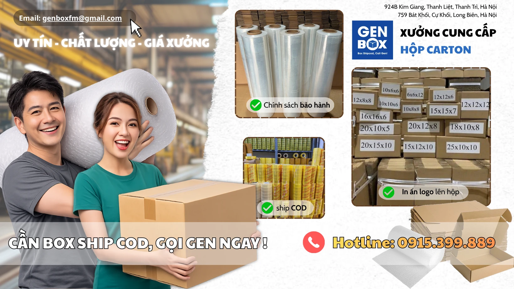 In hộp carton theo yêu cầu giá rẻ tại Genbox – Giải pháp đóng gói cho shop và doanh nghiệp